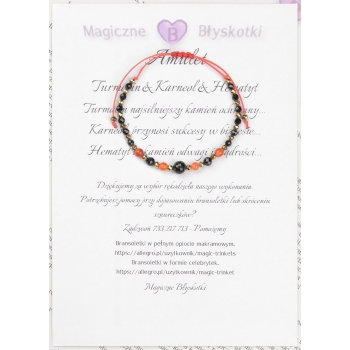 Bransoletka celebrytka czarny TURMALIN KARNEOL HEMATYT ochrona i miłość